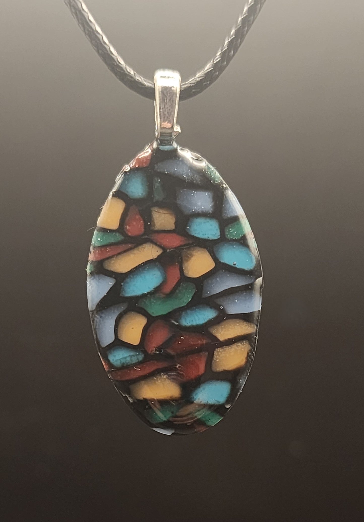 Stained Glass Oval Pendant