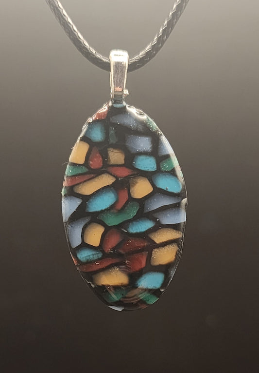 Stained Glass Oval Pendant