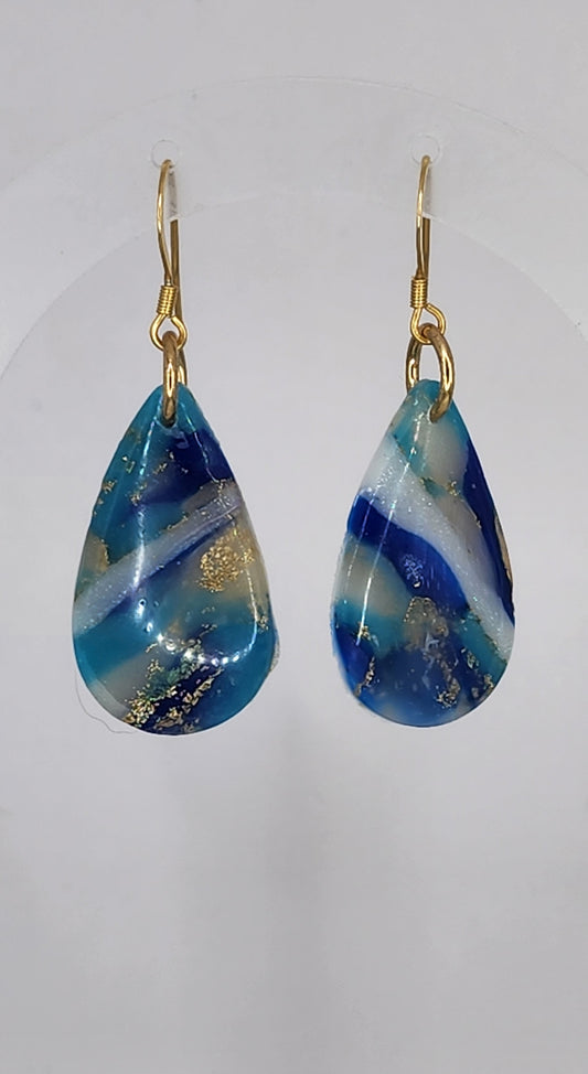 Ocean Marble Gold-Flake Earrings