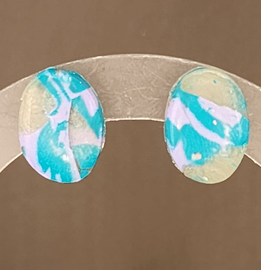 Turquoise Tide Oval Stud Earrings