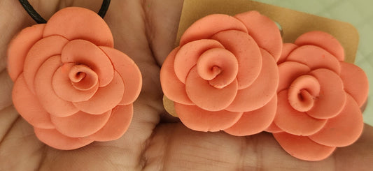 Peach Bloom Earring & Necklace Set